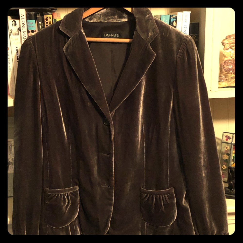 Tahari velvet blazer dark purple